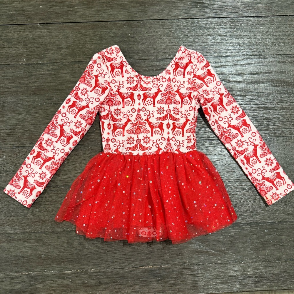 Cheeky Plum Red and White Leotard Dance Dress Size 18-24 Months